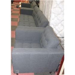 NEW GREY FABRIC 3 PC SOFA SET