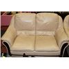 Image 3 : WHITE LEATHERETTE SOFA AND LOVE SEAT AS IS