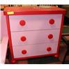 Image 1 : RED AND PINK 3 DRAWER DRESSER