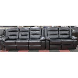 NEW BLAKE BLACK LEATHERETTE RECLINING SOFA