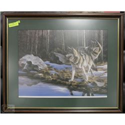 FRAMED LTD EDITION PRINT OF WOLVES BY MAURADE