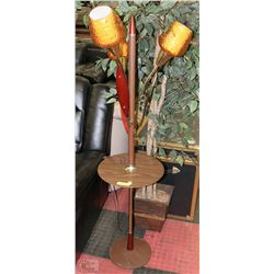 VINTAGE AMBER GLASS LEAF AND TABLE FLOOR LAMP