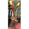 Image 1 : VINTAGE AMBER GLASS LEAF AND TABLE FLOOR LAMP