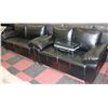 Image 1 : NEW BLACK LEATHERETTE WITH WHITE STITCHING SOFA