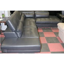 NEW BLACK LEATHERETTE LIFT-BACK SECTIONAL