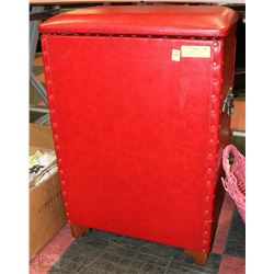 LAUNDRY BOX RED LEATHER LOOKING COVER LARGE