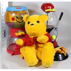 FISHER PRICE BALL GAME , WINNIE THE POOH BACK PACK