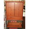 Image 1 : PINE WOOD ARMOIRE ON A STAND HAS BOTTOM STORAGE