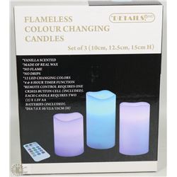 3PK REMOTE CONTROL LED VANILLA SCENTED CANDLES
