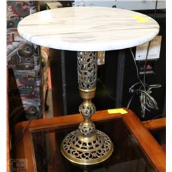ROUND MARBLE TABLE WITH BRASS BASE