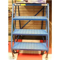BLUE 4 STEP ROLLING LADDER
