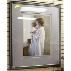 LARGE FRAMED MOTHER AND DAUGHTER PICTURE