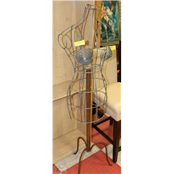WIRE MANNEQUIN WOMAN BUST ON STAND 55"H