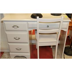 WHITE WOOD DESK WITH CHAIR