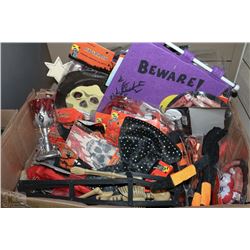 BOX OF HALLOWEEN COSTUMES, DECORATIONS & MORE