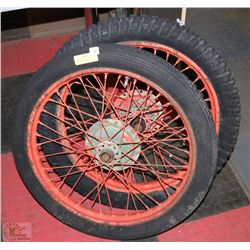 FRONT AND BACK VINTAGE MOTORCYCLE TIRES 1950-1960