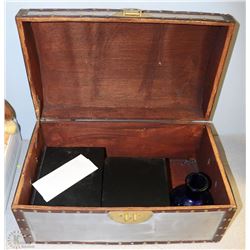 METAL BOMBAY STORAGE CHEST WITH WALL SHELVES &