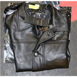 NEW  LARGE FAUX LEATHER JACKET BLACK