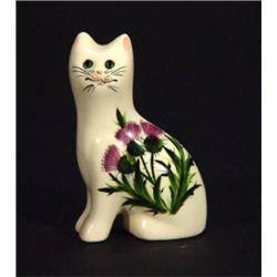 Seated Wemyss pottery cat, hand painted wit…