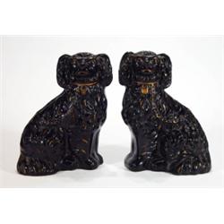 Pair of black glazed Victorian Staffordshir…