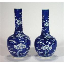 Pair of Chinese blue and white prunus vases…