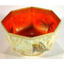 Octagonal Wedgwood orange and cream lustre …