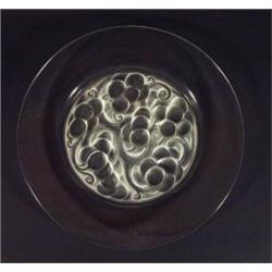 Lalique clear glass plate moulded with grap…