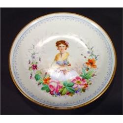 Victorian four stemmed plate hand painted w…