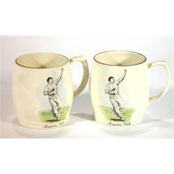 Two Sandland Maurice Tate cricketing mugs f…