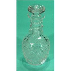 Square cut glass decanter with three annula…