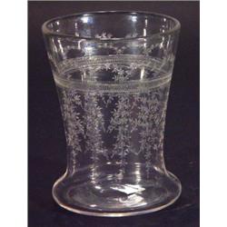 Edwardian clear glass vase engraved with sw…