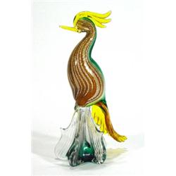 Multi-coloured Murano glass bird with silve…