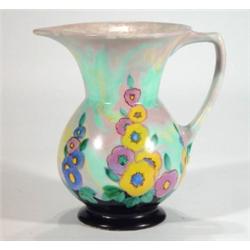 Art Deco jug, hand painted with flowers on …