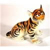 Image 1 : Hand painted USSR seated tiger cub, red bac…