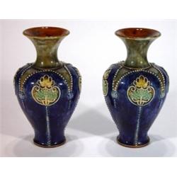 Pair of Doulton Lambeth stoneware vases dec…