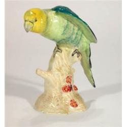 Hand painted Beswick parakeet on branch. Im…