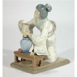 Hand painted Lladro kneeling oriental lady …