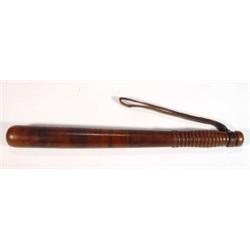 Victorian mahogany truncheon with leather s…