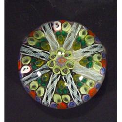 Straffern 1972 colourful glass paperweight,…