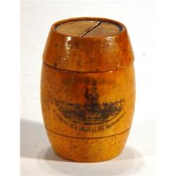 Mauchlin barrel shaped money box with a sce…