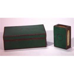 Rectangular Chinese green cloisonne box and…