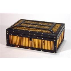 Rectangular bone and ebony porcupine box, 2…