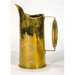 Brass trench art shellcase jug, 24cm high…