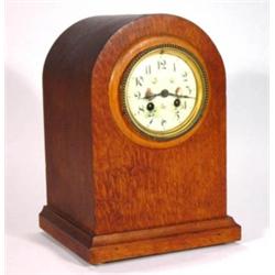 Arch shaped oak cased chiming mantel clock …