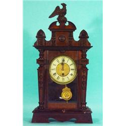 Mahogany and pine cased mantel clock with e…