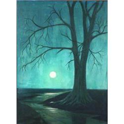 Framed oil onto board 'Moonlit Tree' J. Wel…