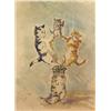 Image 1 : Framed watercolour in the Louis Wain style …