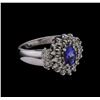 Image 1 : 0.15 ctw Tanzanite and Diamond Ring - 14KT White Gold