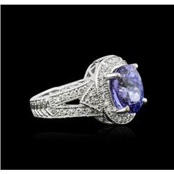 14KT White Gold 3.72 ctw Tanzanite and Diamond Ring