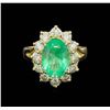 Image 2 : 4.78 ctw Emerald and Diamond Ring - 14KT Yellow Gold